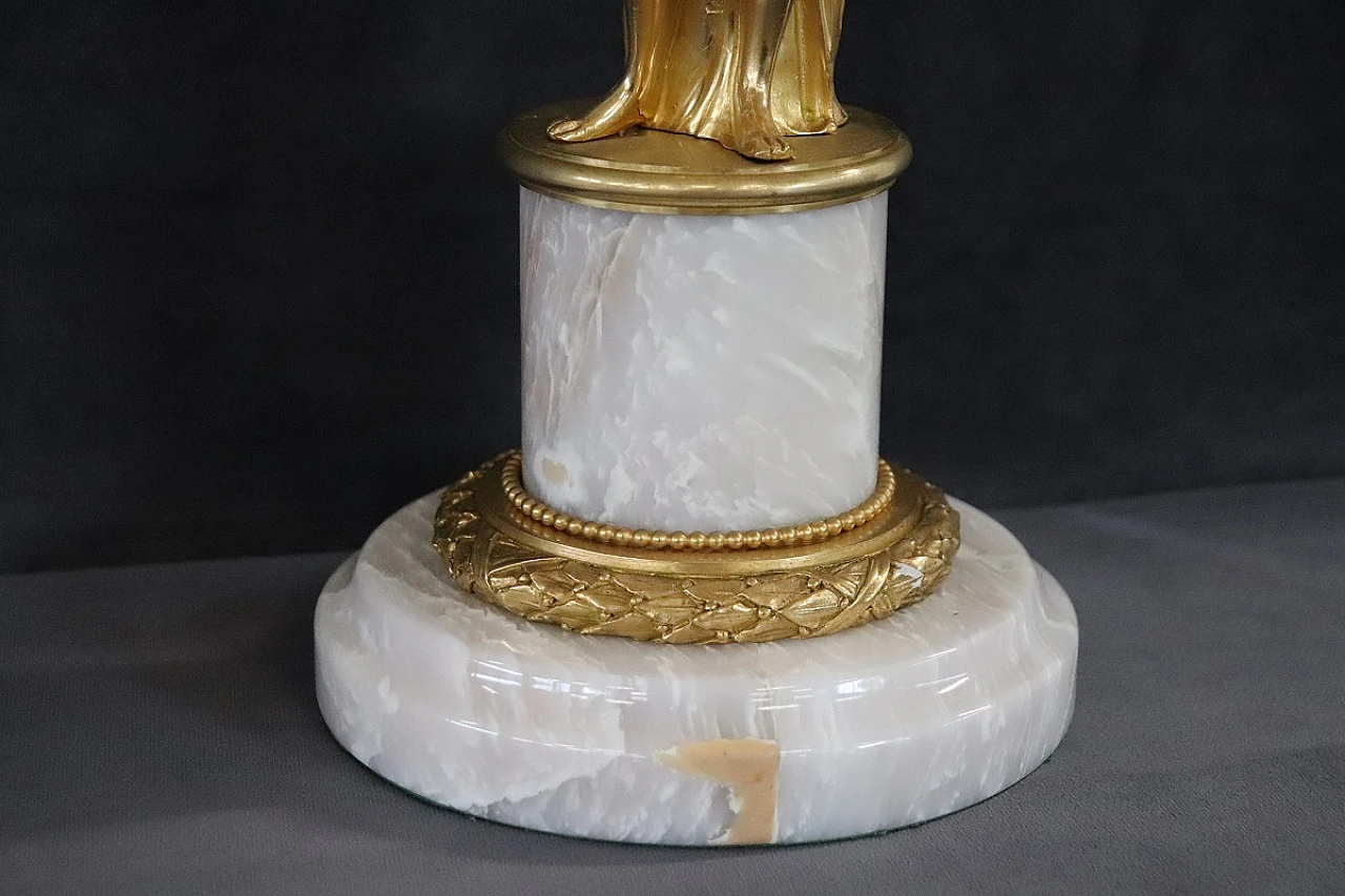 Pair of gilded bronzes on alabaster base, 1930s 6