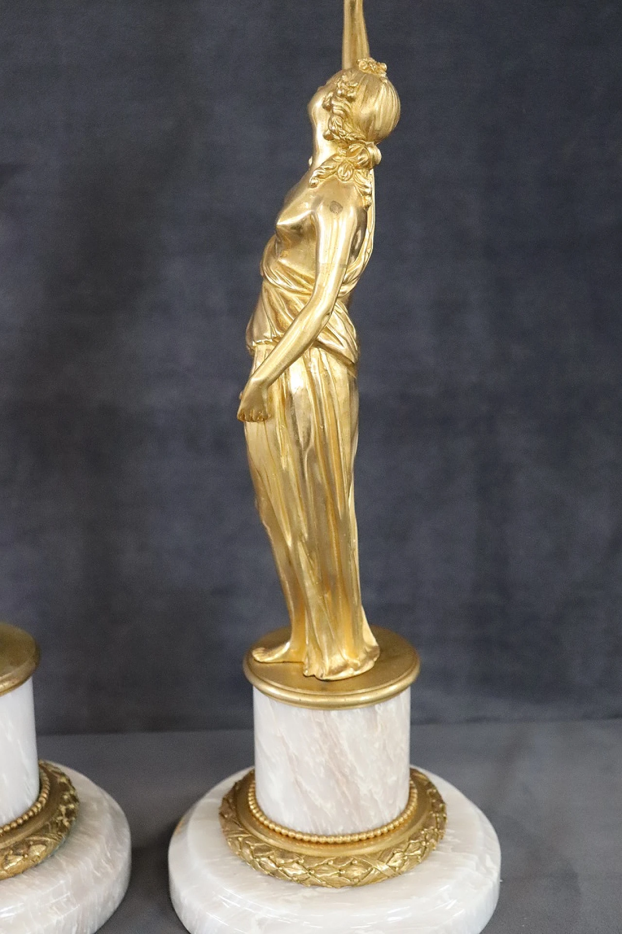 Pair of gilded bronzes on alabaster base, 1930s 11