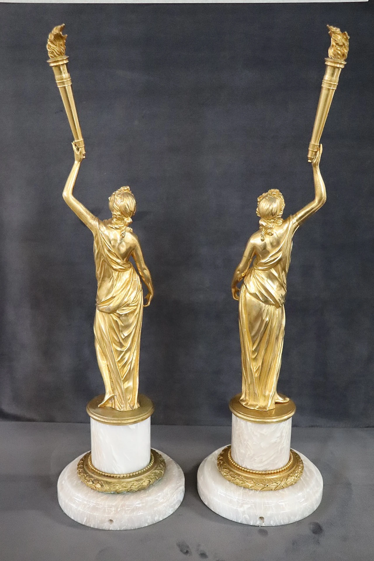 Pair of gilded bronzes on alabaster base, 1930s 12