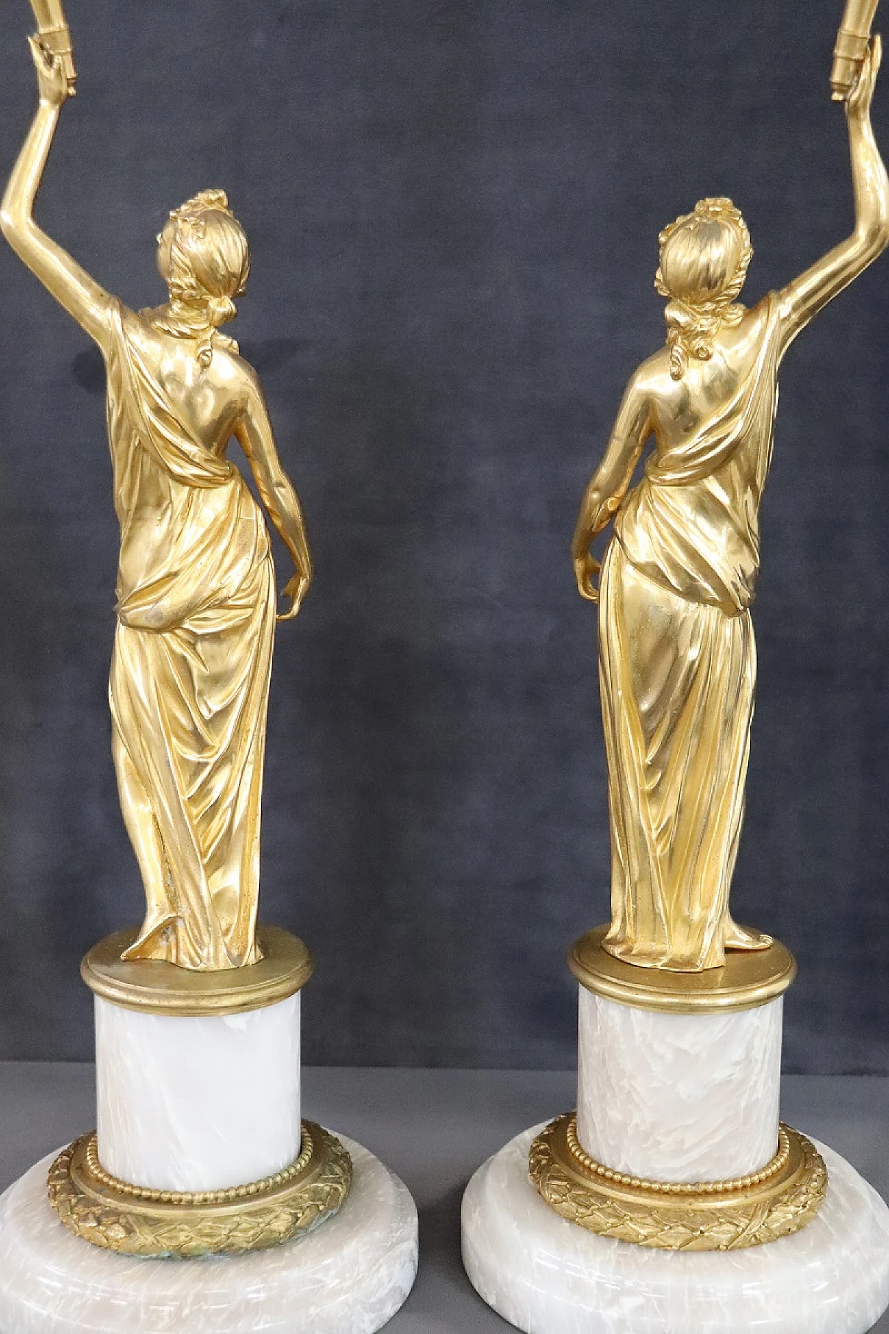 Pair of gilded bronzes on alabaster base, 1930s 13