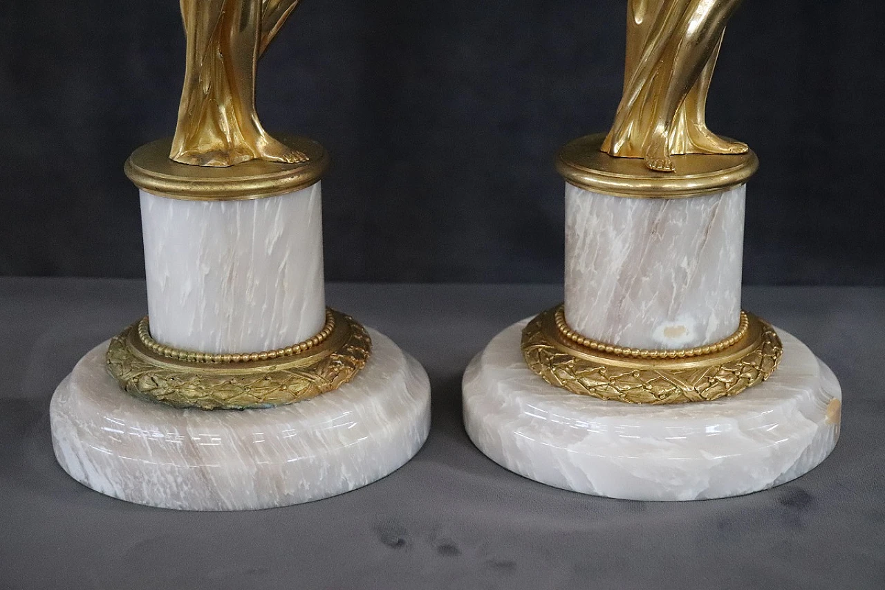 Pair of gilded bronzes on alabaster base, 1930s 16