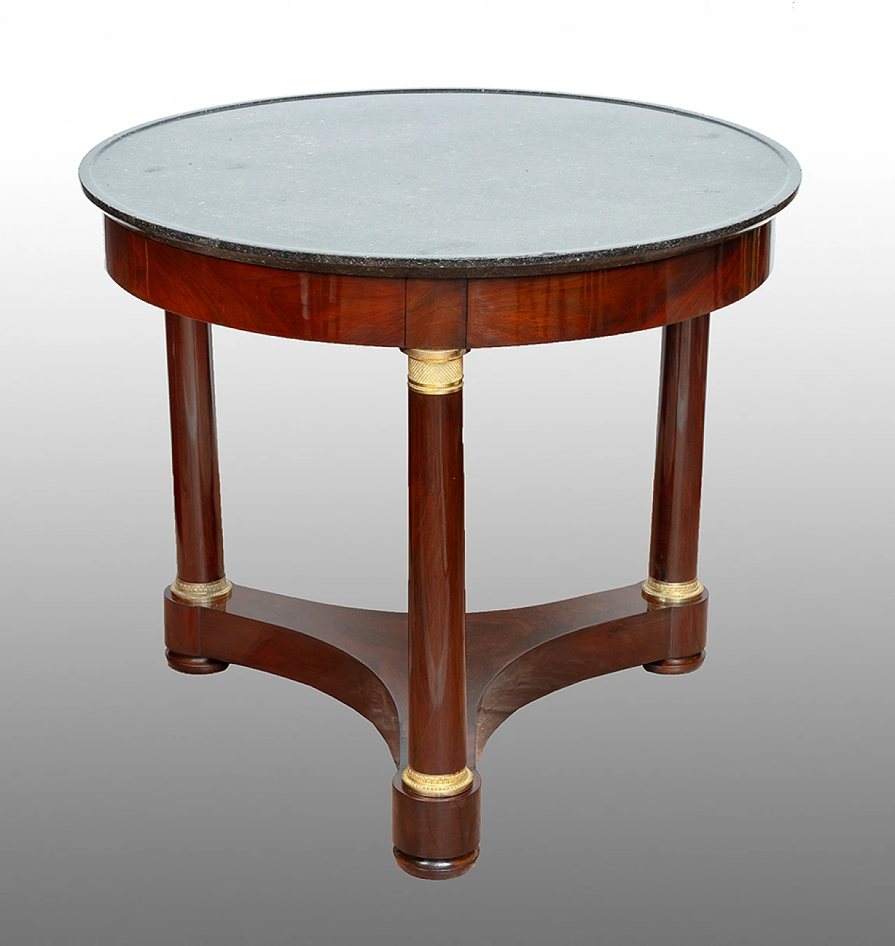 Empire mahogany feather coffee table with marble top, 19th century 1