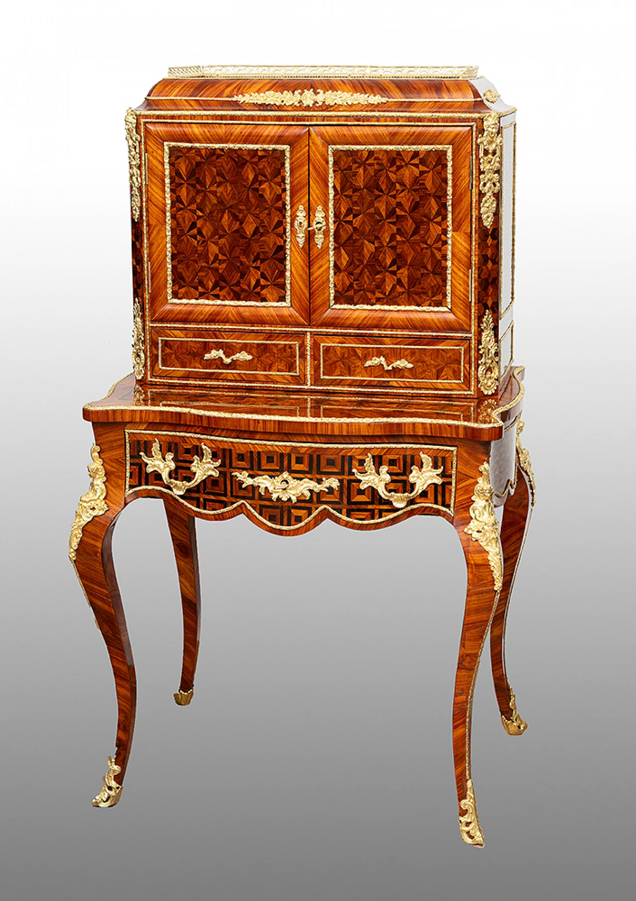 Bonheur du jour Napoleon III writing desk in exotic woods,19th century 1