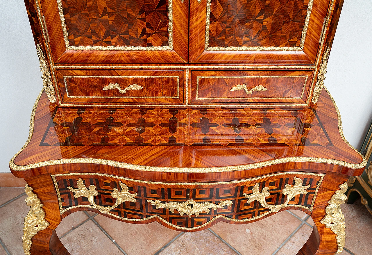 Bonheur du jour Napoleon III writing desk in exotic woods,19th century 2