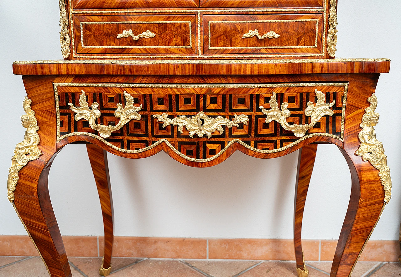 Bonheur du jour Napoleon III writing desk in exotic woods,19th century 4