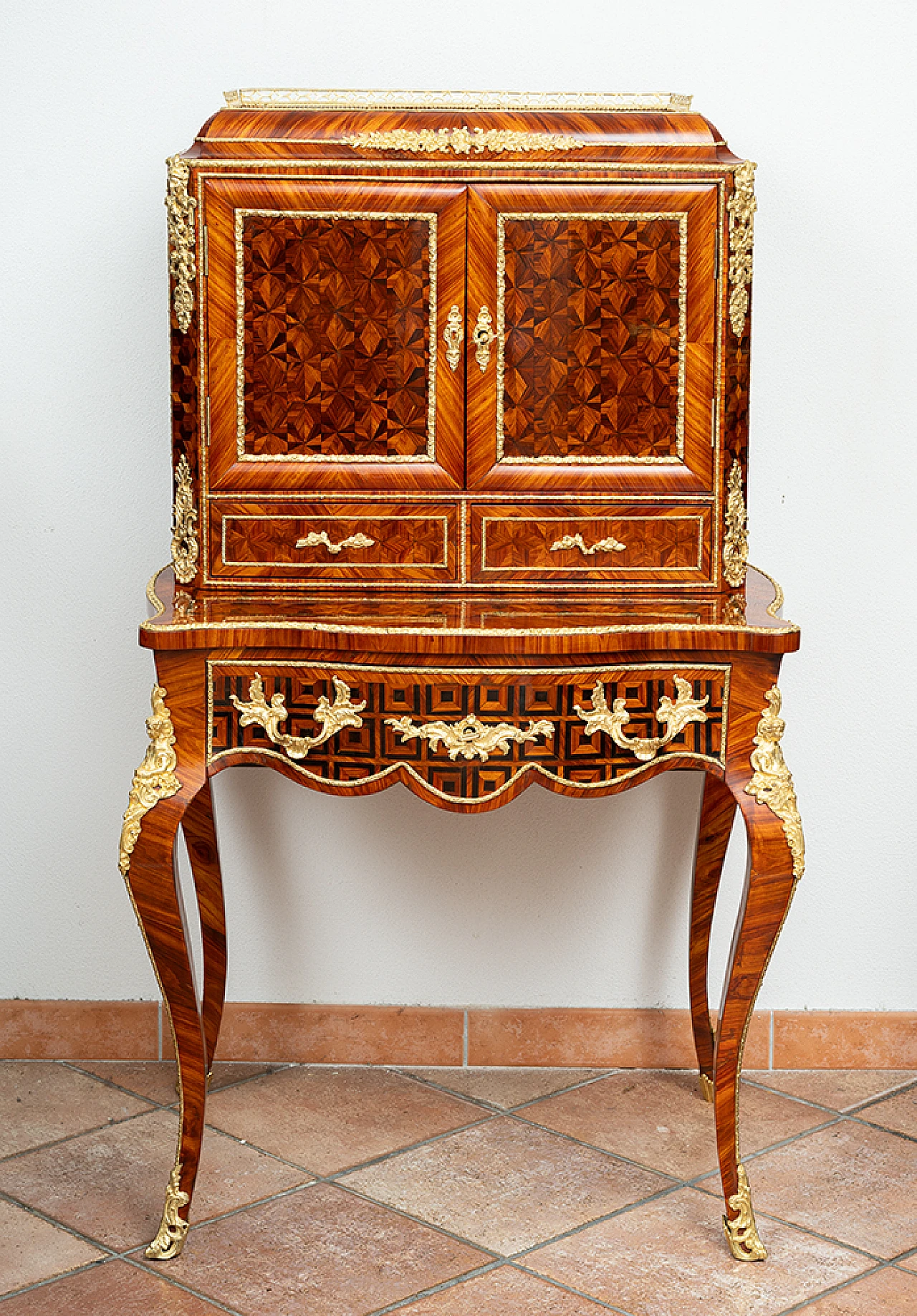 Bonheur du jour Napoleon III writing desk in exotic woods,19th century 8