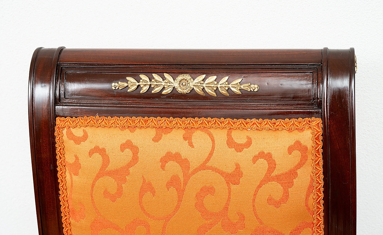 4 Chairs in mahogany with orange fabric & bronze details, 19th century 2