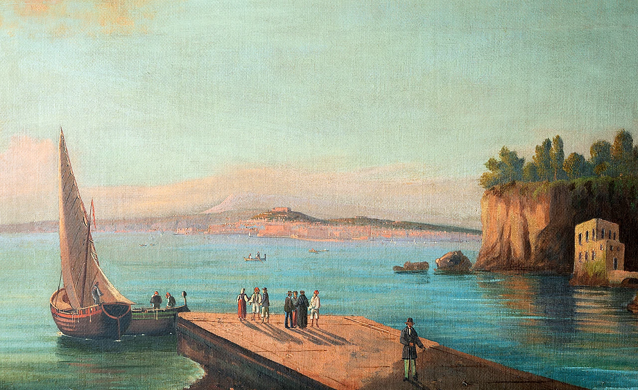 Girolamo Gianni, 4 views of Naples, oil on canvas, 19th century 2