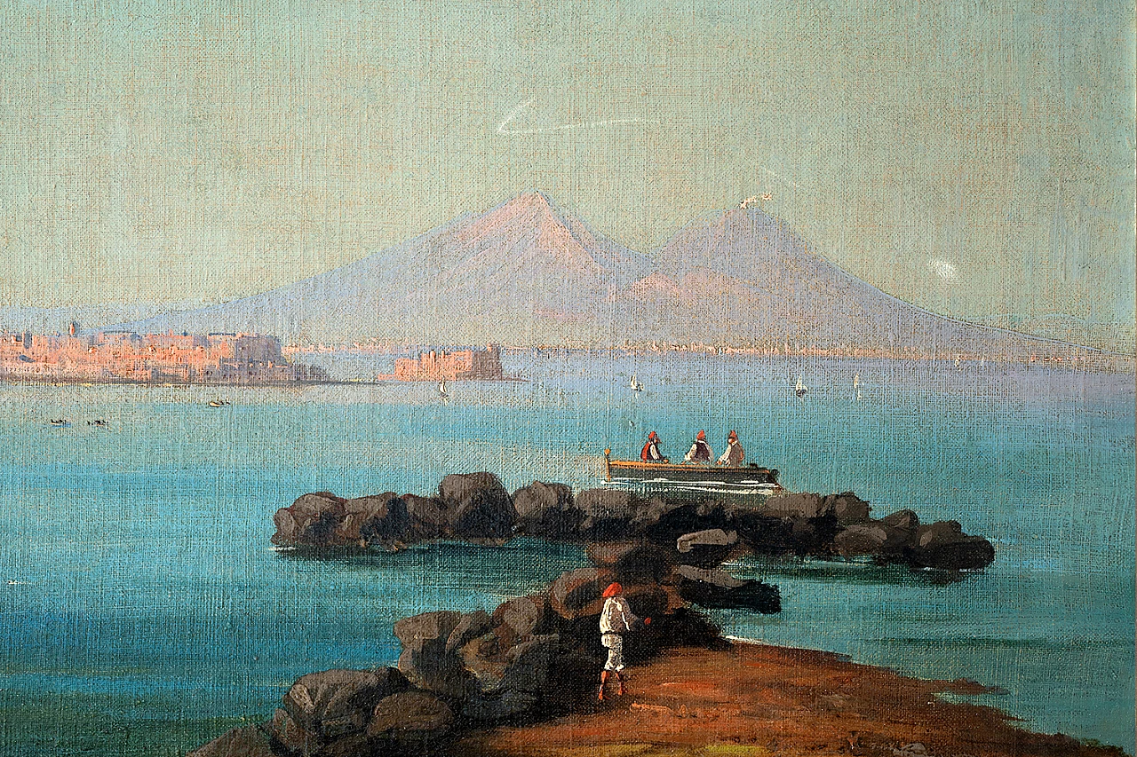 Girolamo Gianni, 4 views of Naples, oil on canvas, 19th century 3