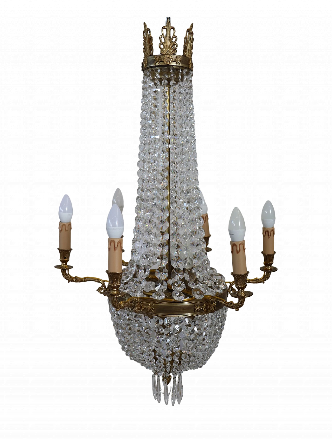 Empire style gilded bronze and crystal chandelier, late 19th century 15