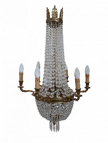 Empire style gilded bronze and crystal chandelier, late 19th century