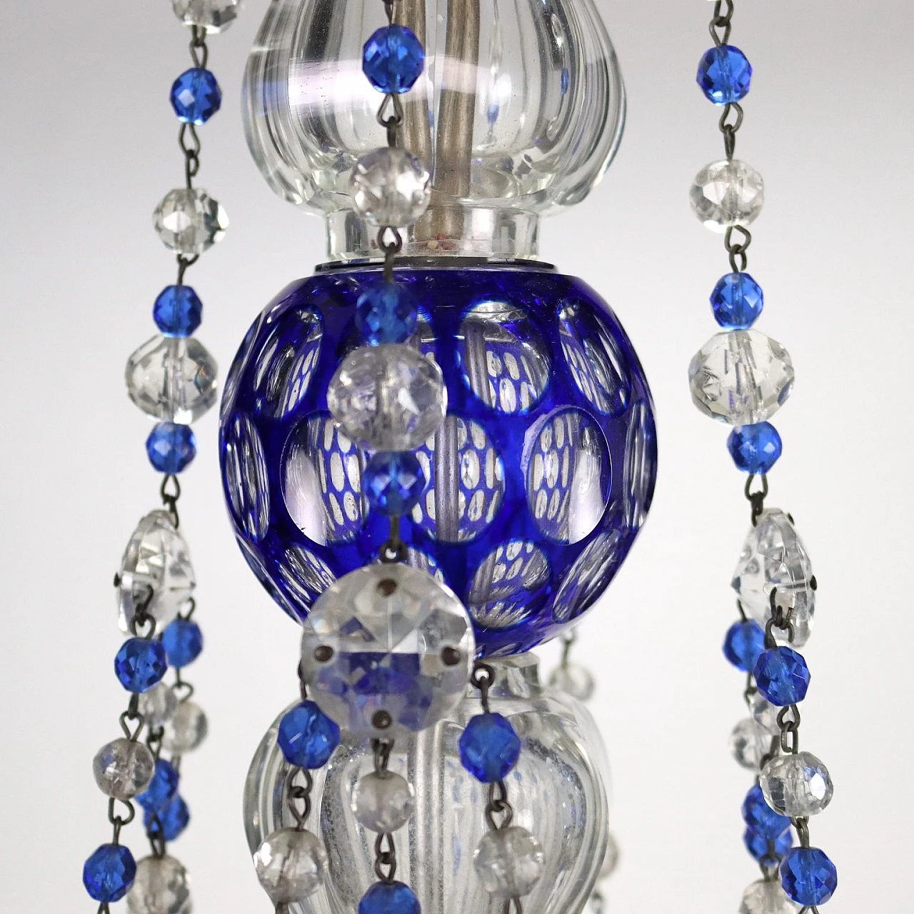 Rococo style stained glass chandelier, 1950s 5