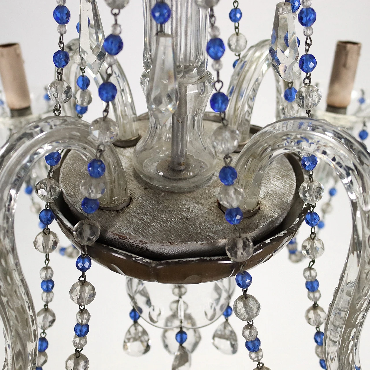 Rococo style stained glass chandelier, 1950s 9