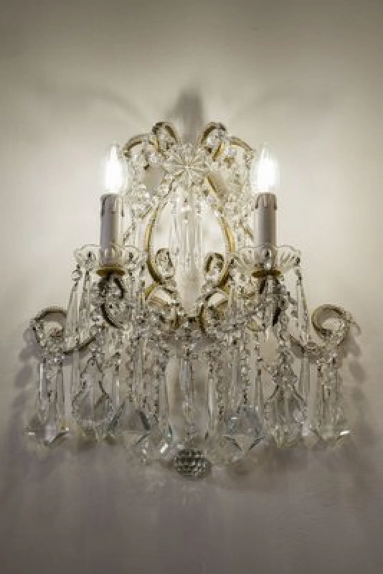 Pair of two-light wall lamps in Maria Theresa style, 1940s 3