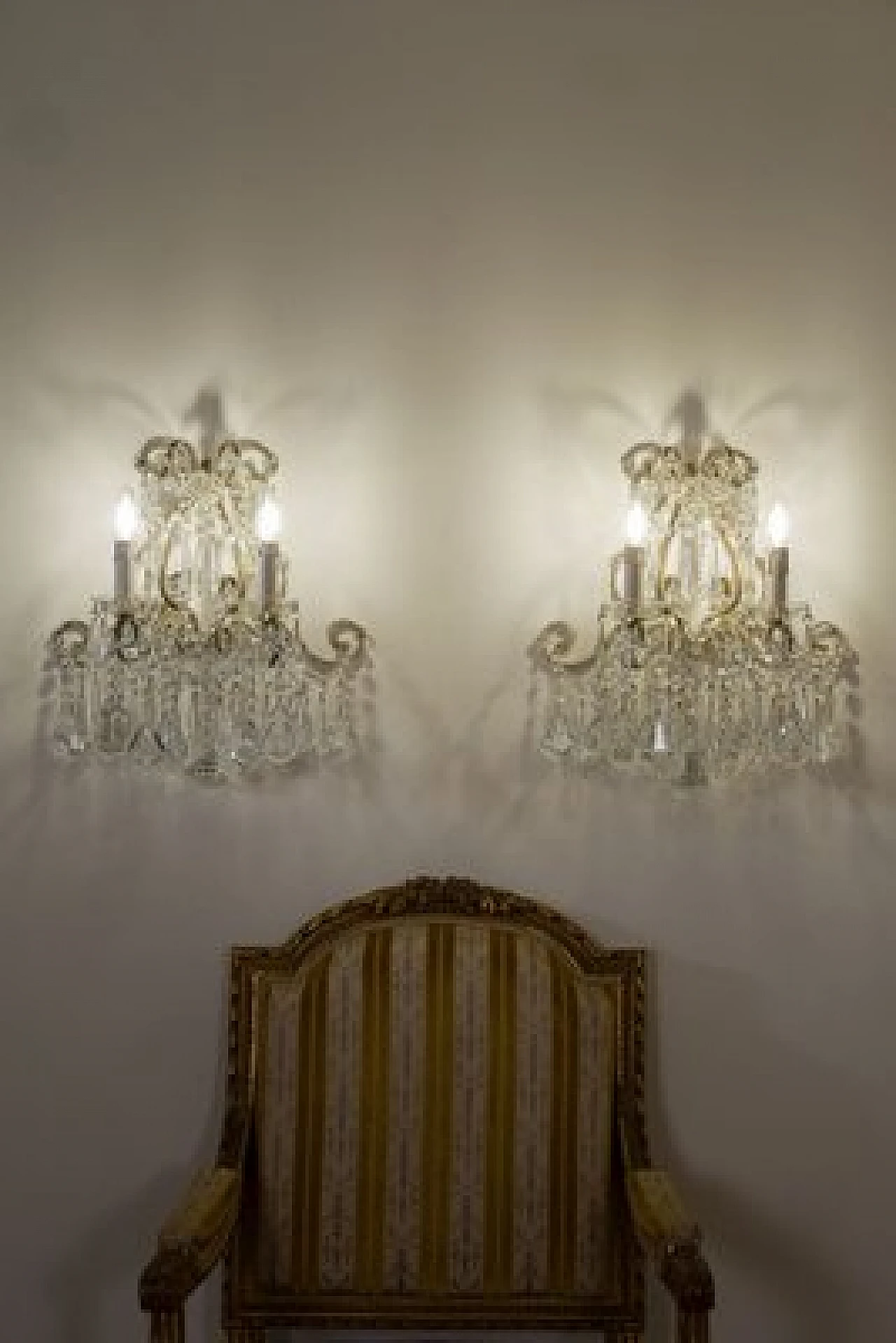 Pair of two-light wall lamps in Maria Theresa style, 1940s 6