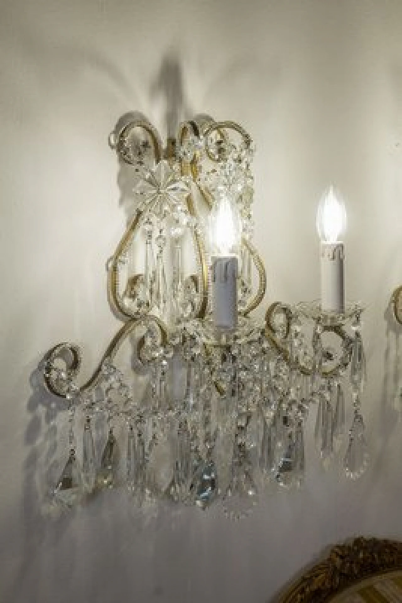 Pair of two-light wall lamps in Maria Theresa style, 1940s 9