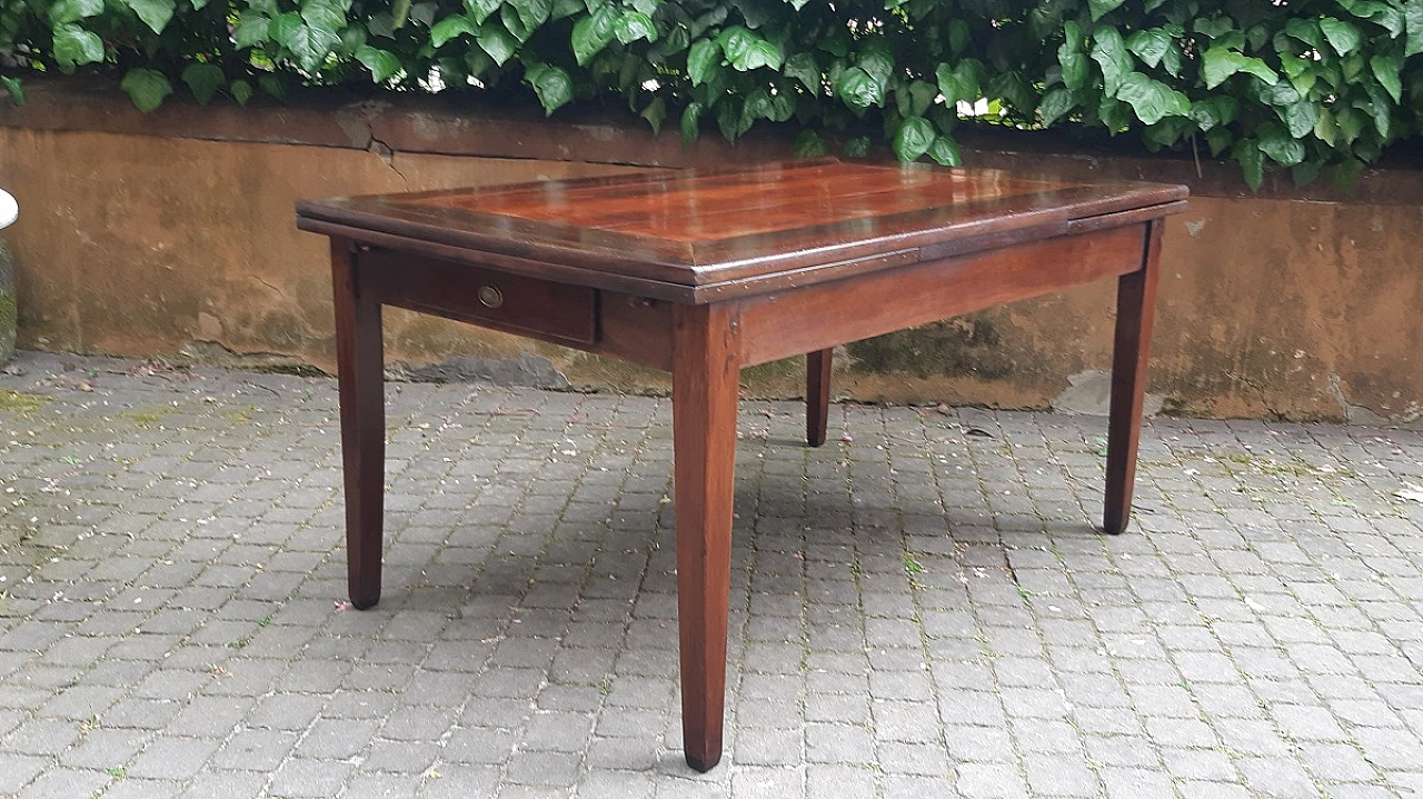 Emilian walnut, elm and cherry wood extendable table 1