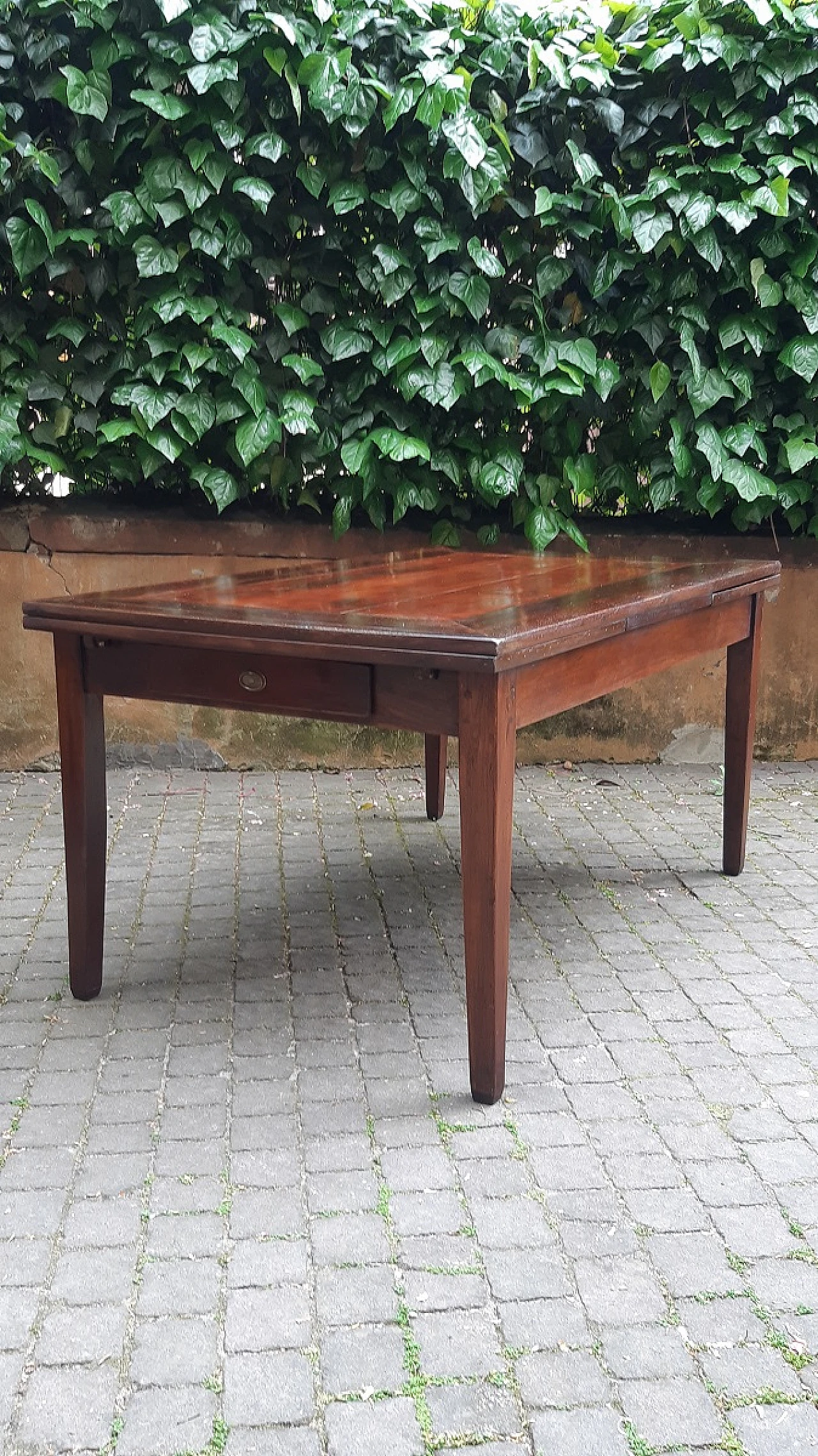 Emilian walnut, elm and cherry wood extendable table 4