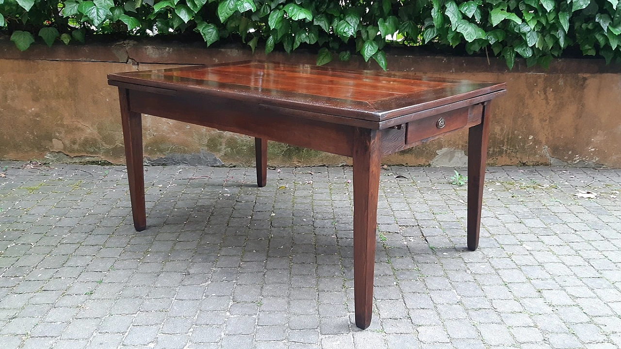 Emilian walnut, elm and cherry wood extendable table 6