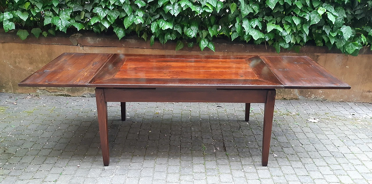 Emilian walnut, elm and cherry wood extendable table 7