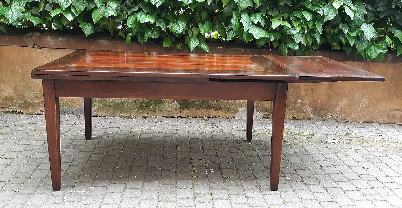 Emilian walnut, elm and cherry wood extendable table 8