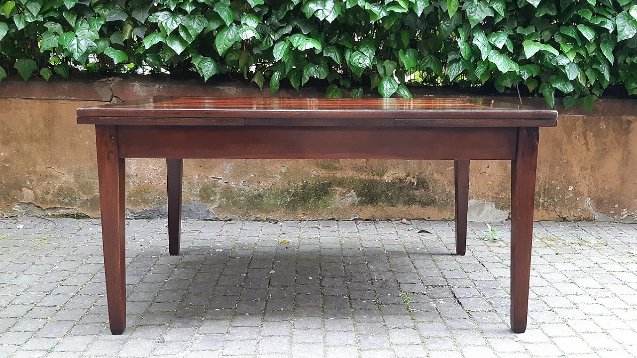 Emilian walnut, elm and cherry wood extendable table 10