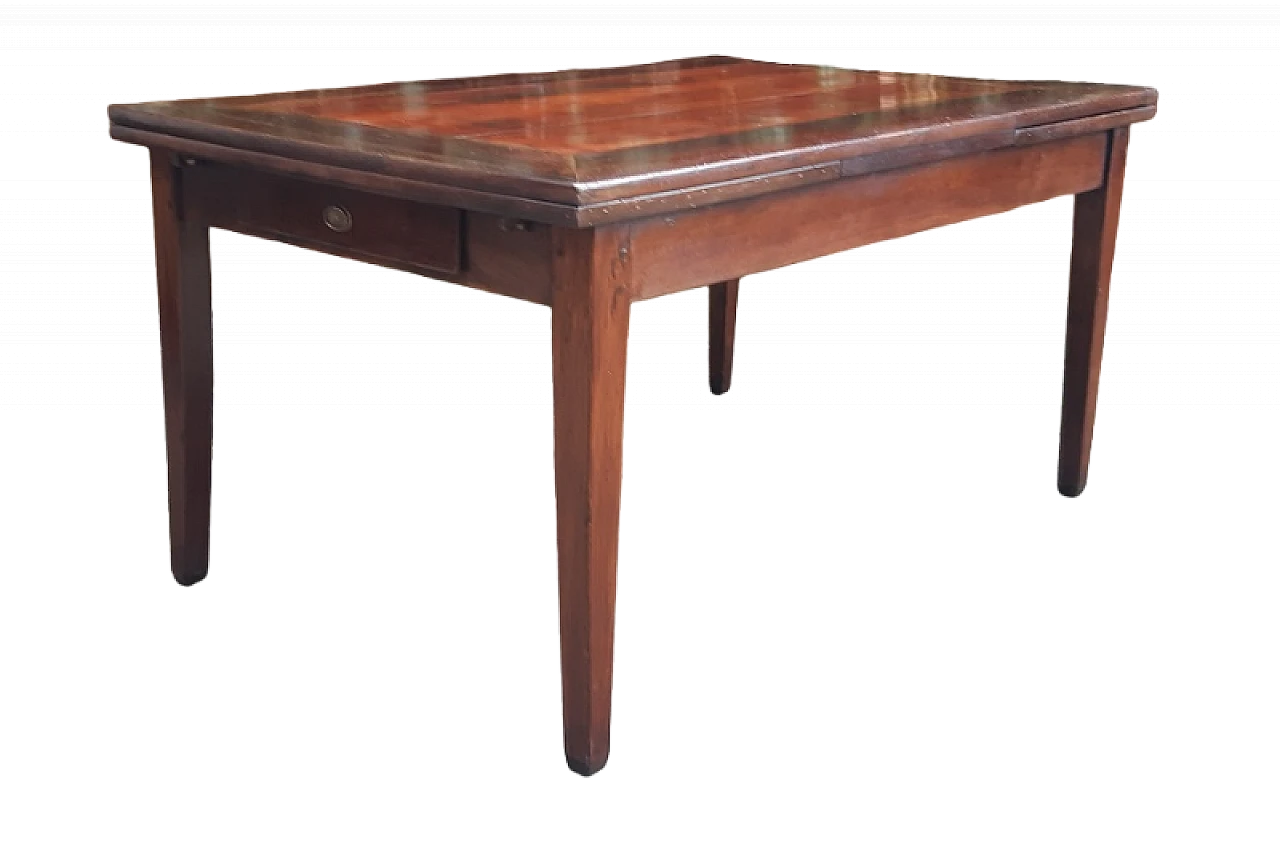 Emilian walnut, elm and cherry wood extendable table 12