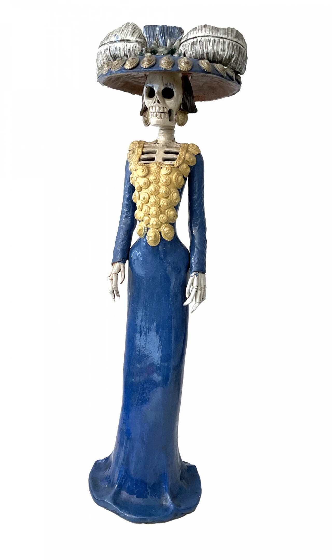 Catrina, Mexican painted terracotta sculpture, 1950s 1