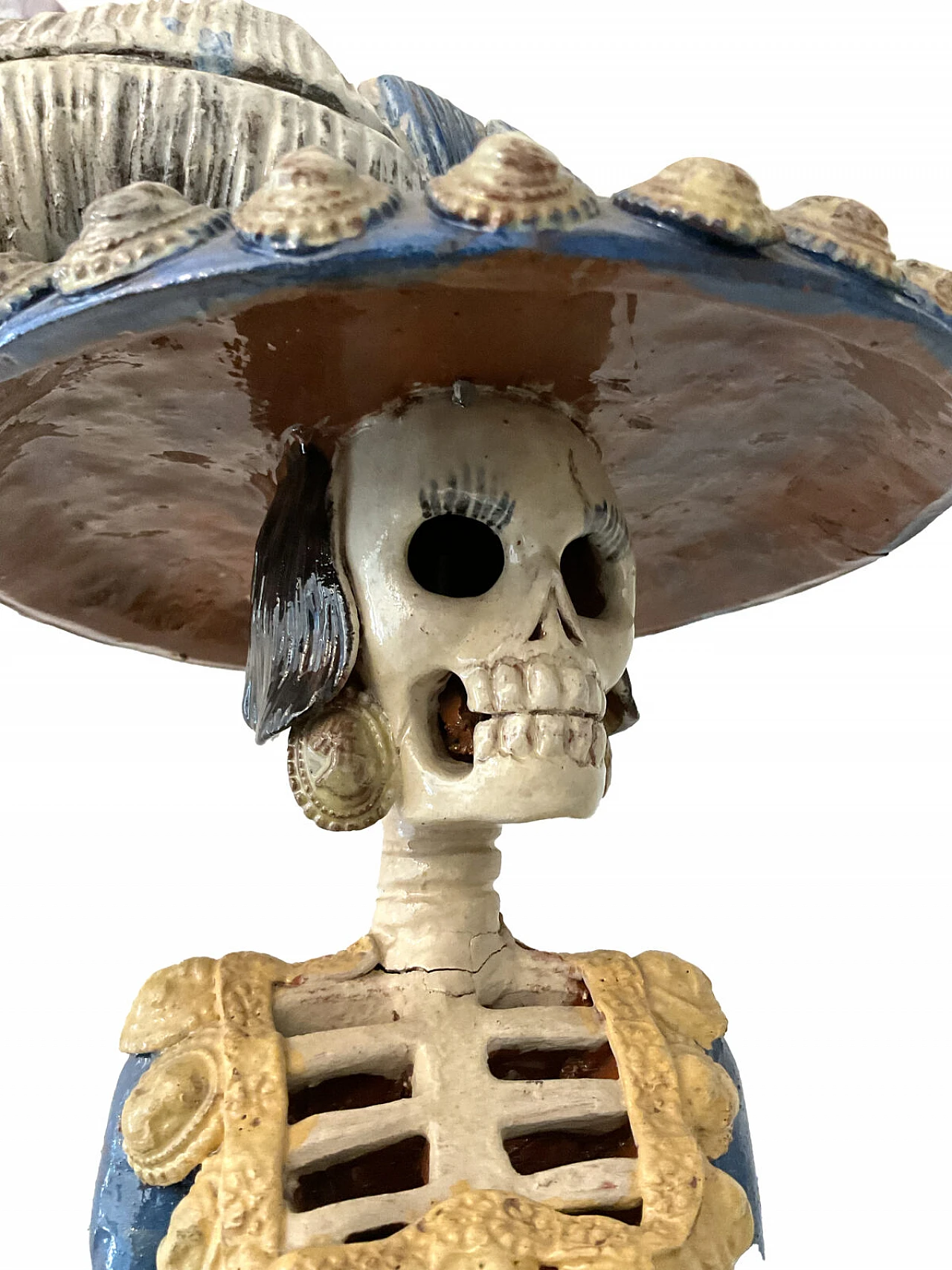 Catrina, Mexican painted terracotta sculpture, 1950s 3