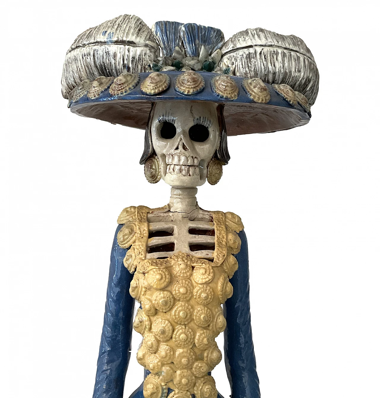 Catrina, Mexican painted terracotta sculpture, 1950s 7
