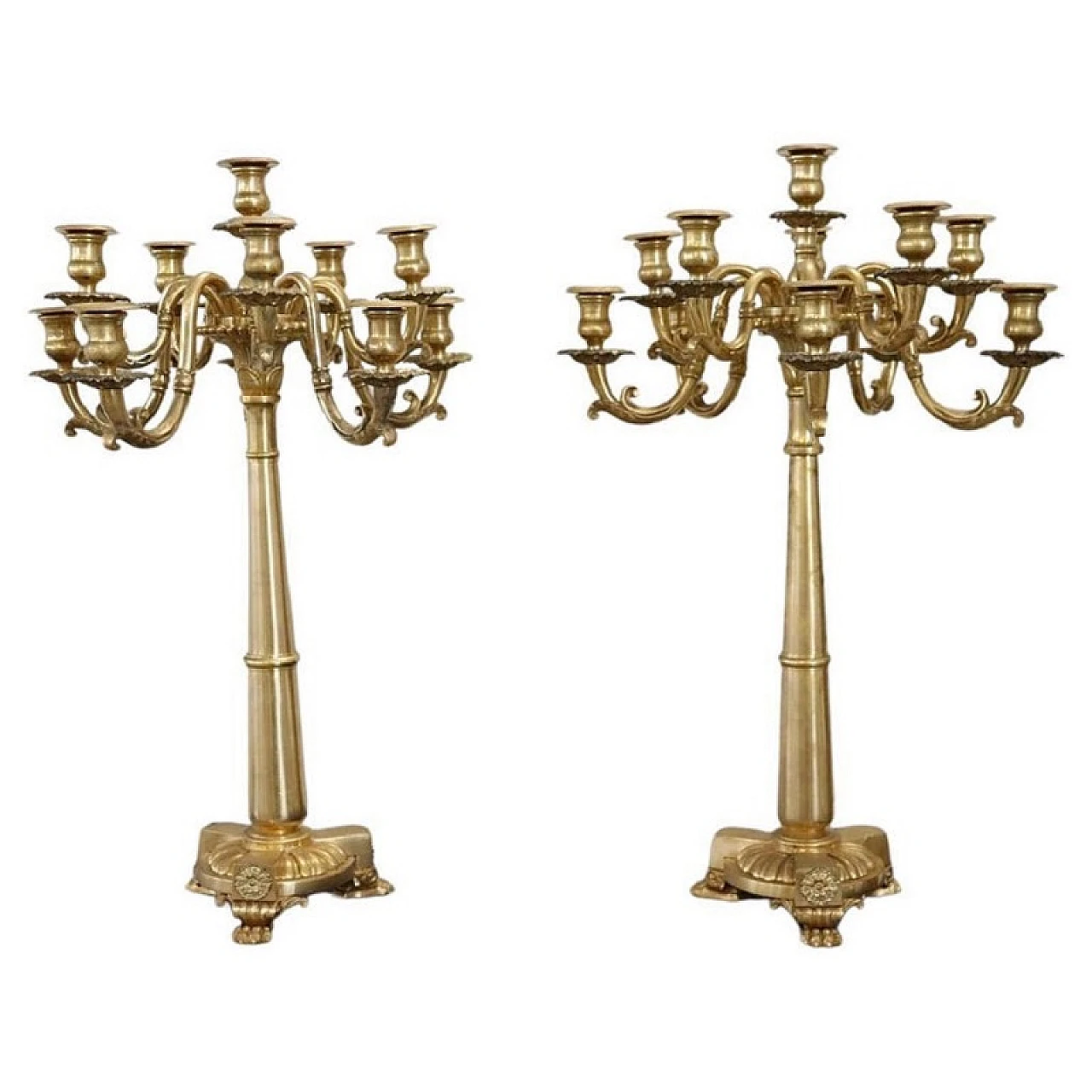 Pair of gilded bronze candlesticks, late 19th century 1