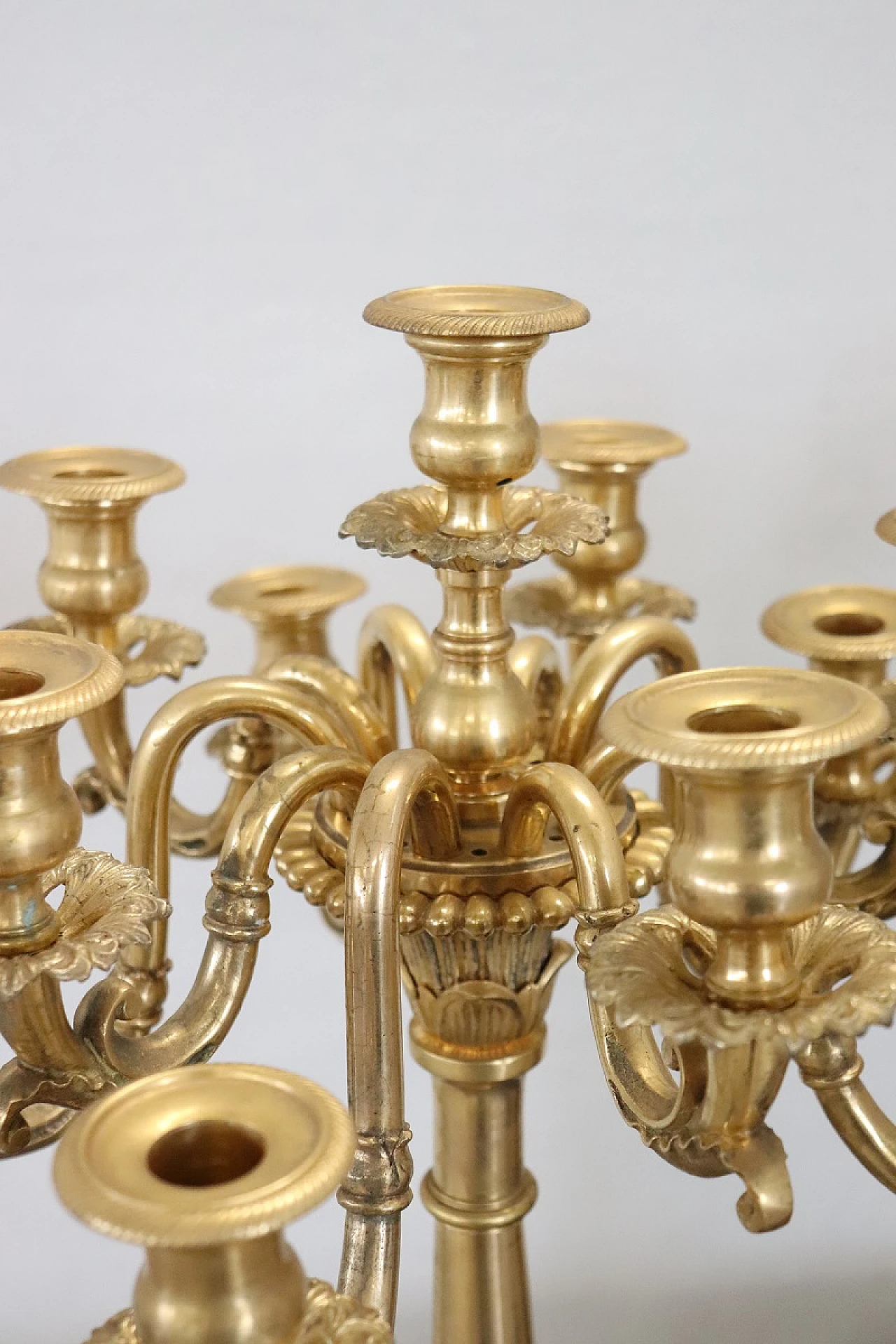 Pair of gilded bronze candlesticks, late 19th century 5