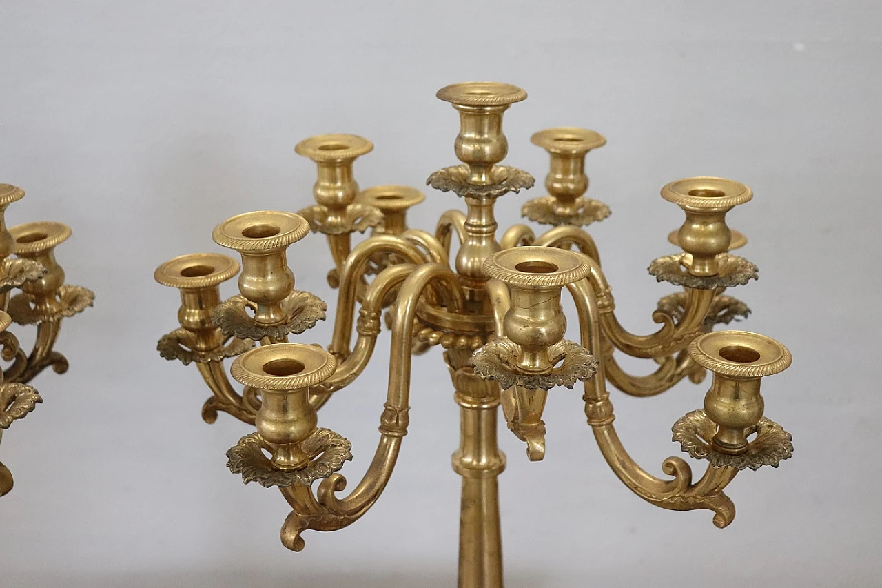 Pair of gilded bronze candlesticks, late 19th century 7