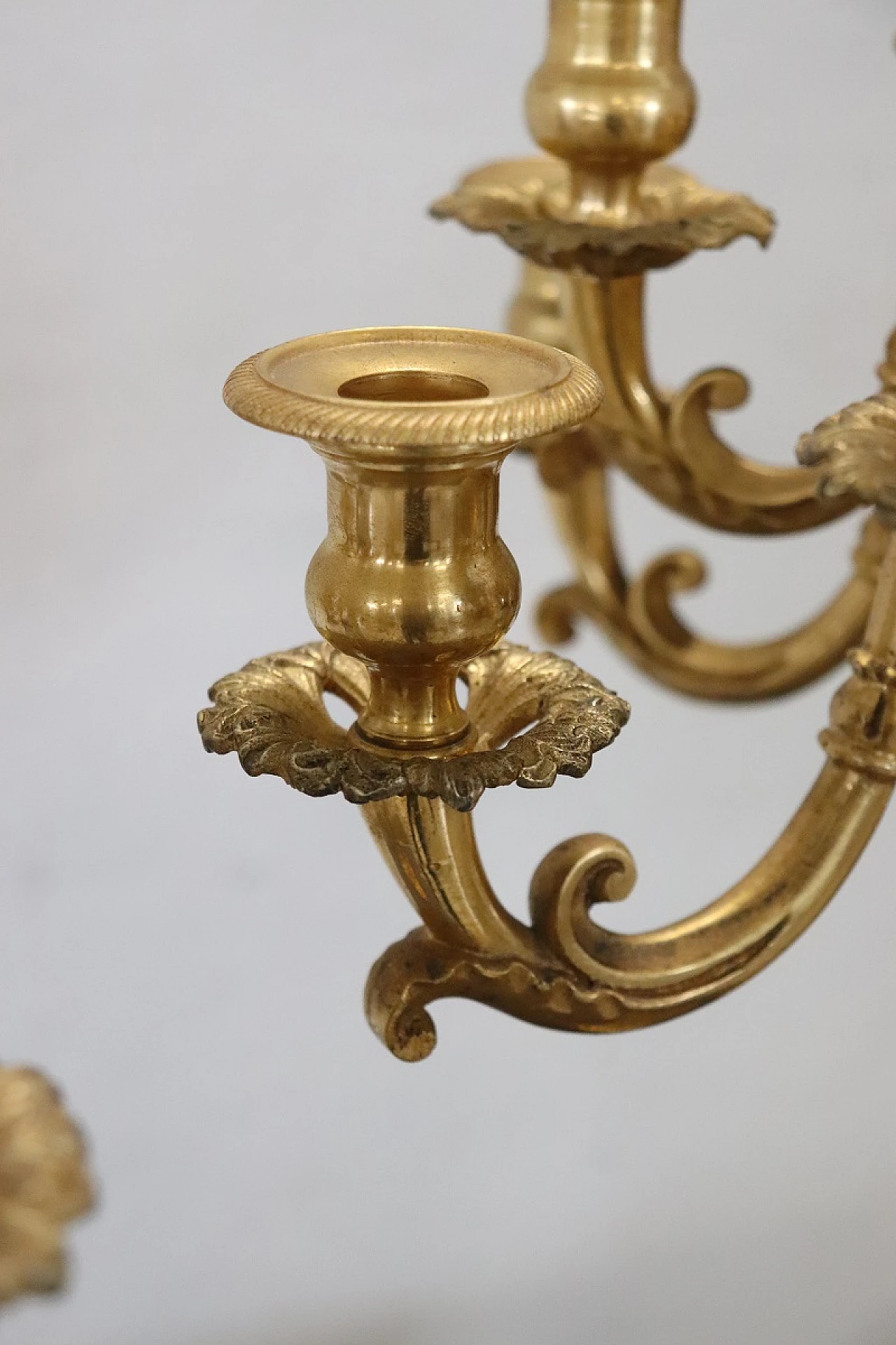 Pair of gilded bronze candlesticks, late 19th century 9