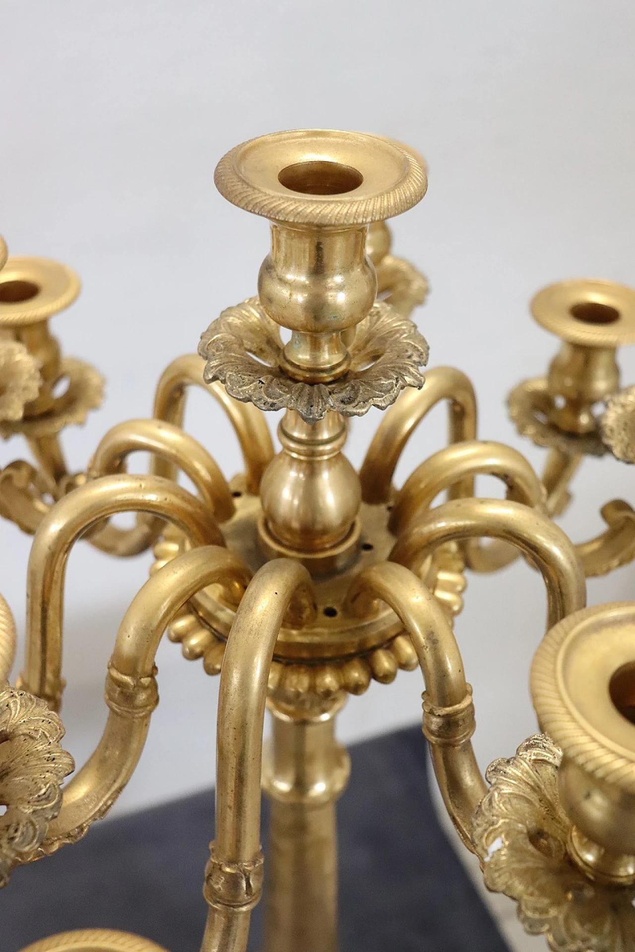 Pair of gilded bronze candlesticks, late 19th century 10