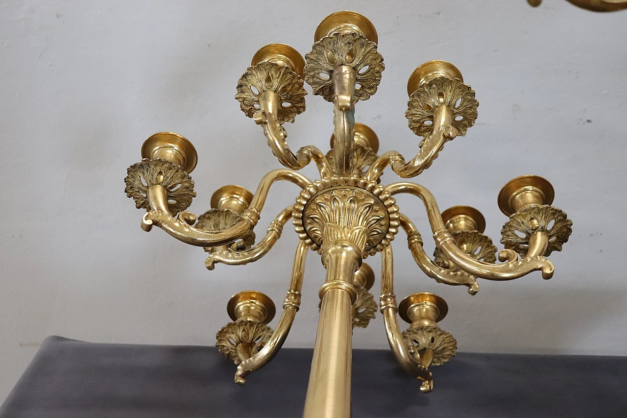 Pair of gilded bronze candlesticks, late 19th century 11