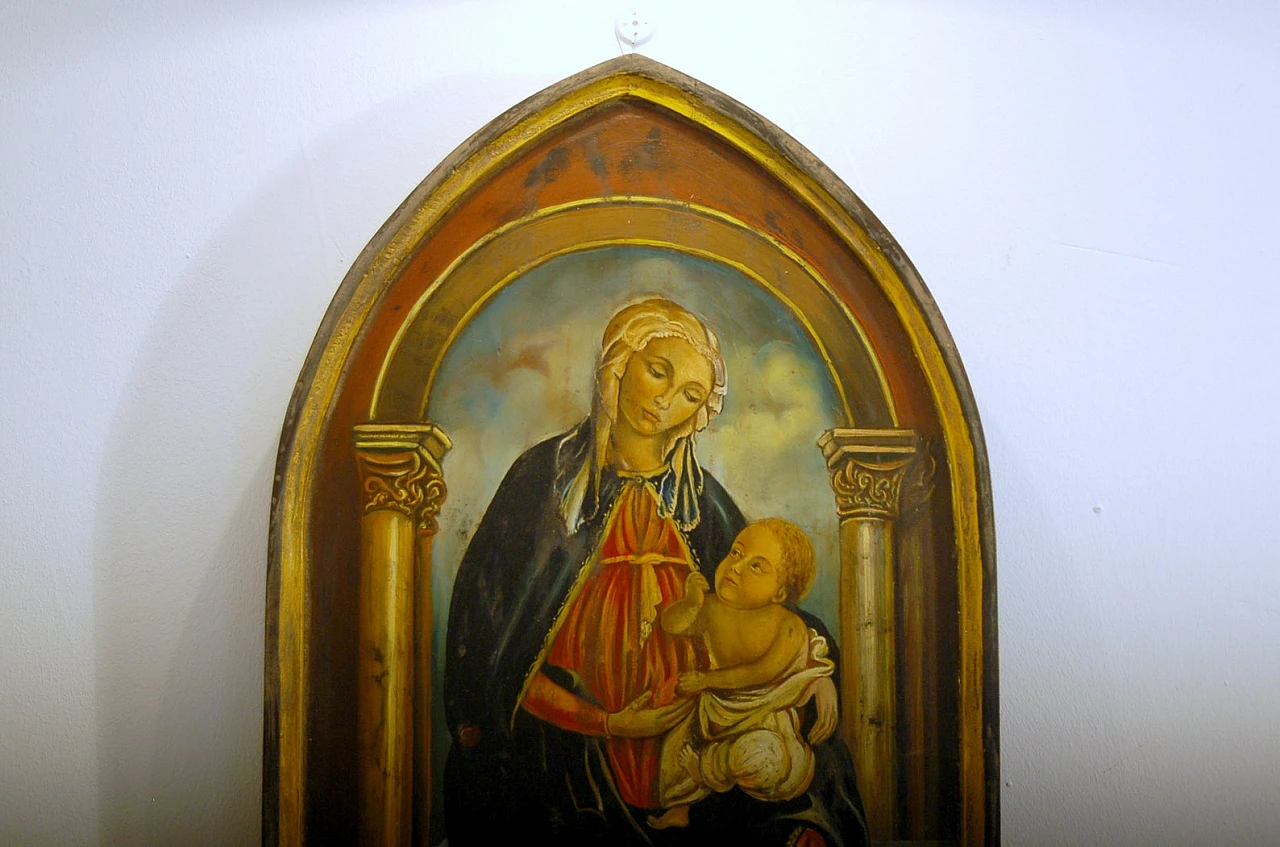 Madonna of the Roses, painting on panel, 19th century 3