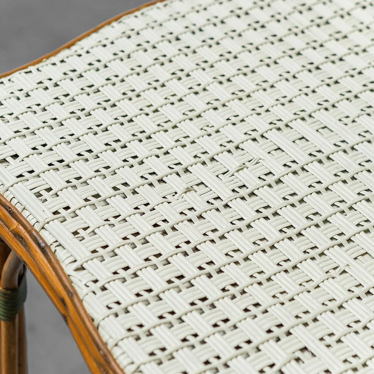 Coffee table in wood & bamboo with Vienna straw top, 1950s 10