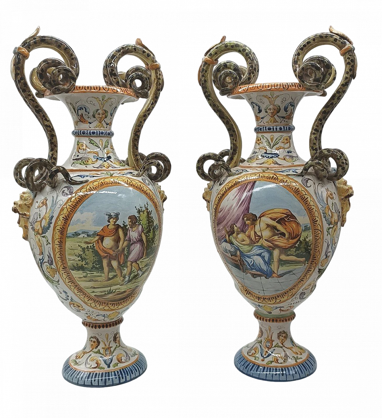 Coppia di vasi in maiolica della manifattura Mollica, '800 2