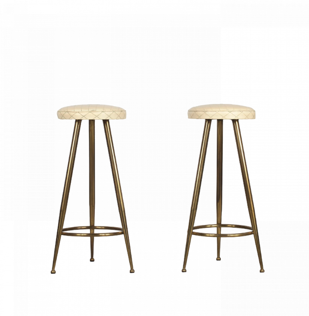 Pair of brass stools in Gio Ponti style, 1950s 9