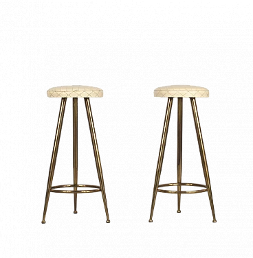 Pair of brass stools in Gio Ponti style, 1950s