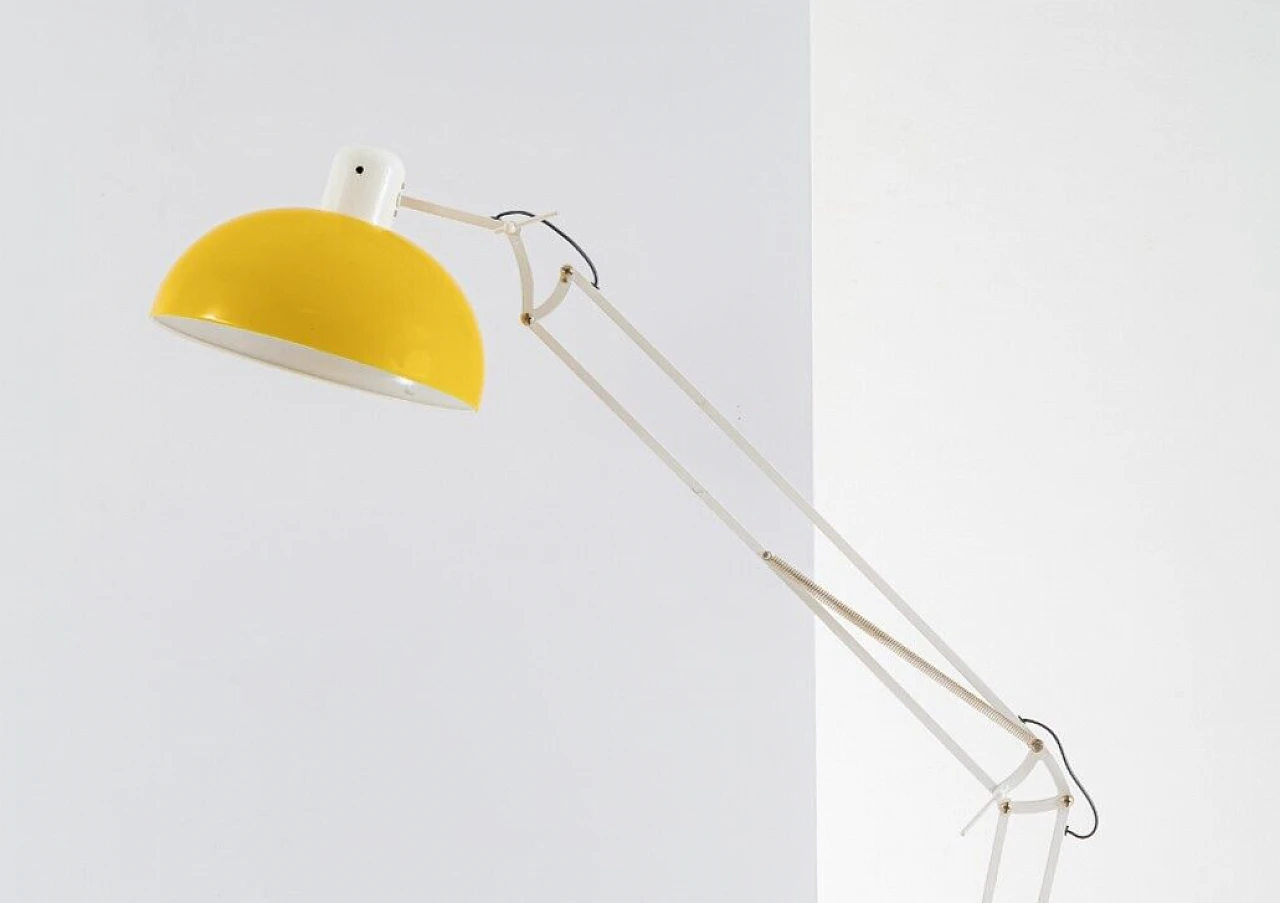 White and yellow painted metal floor lamp, 1970s 1