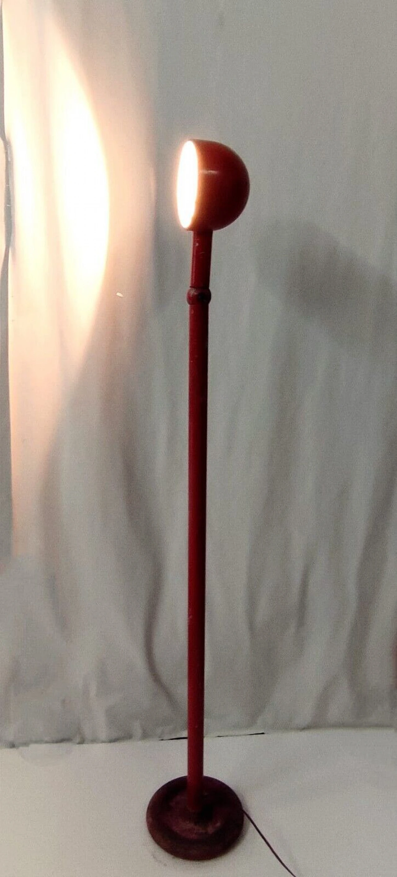 Red varnished metal floor lamp by Stilnovo, 1960s 6