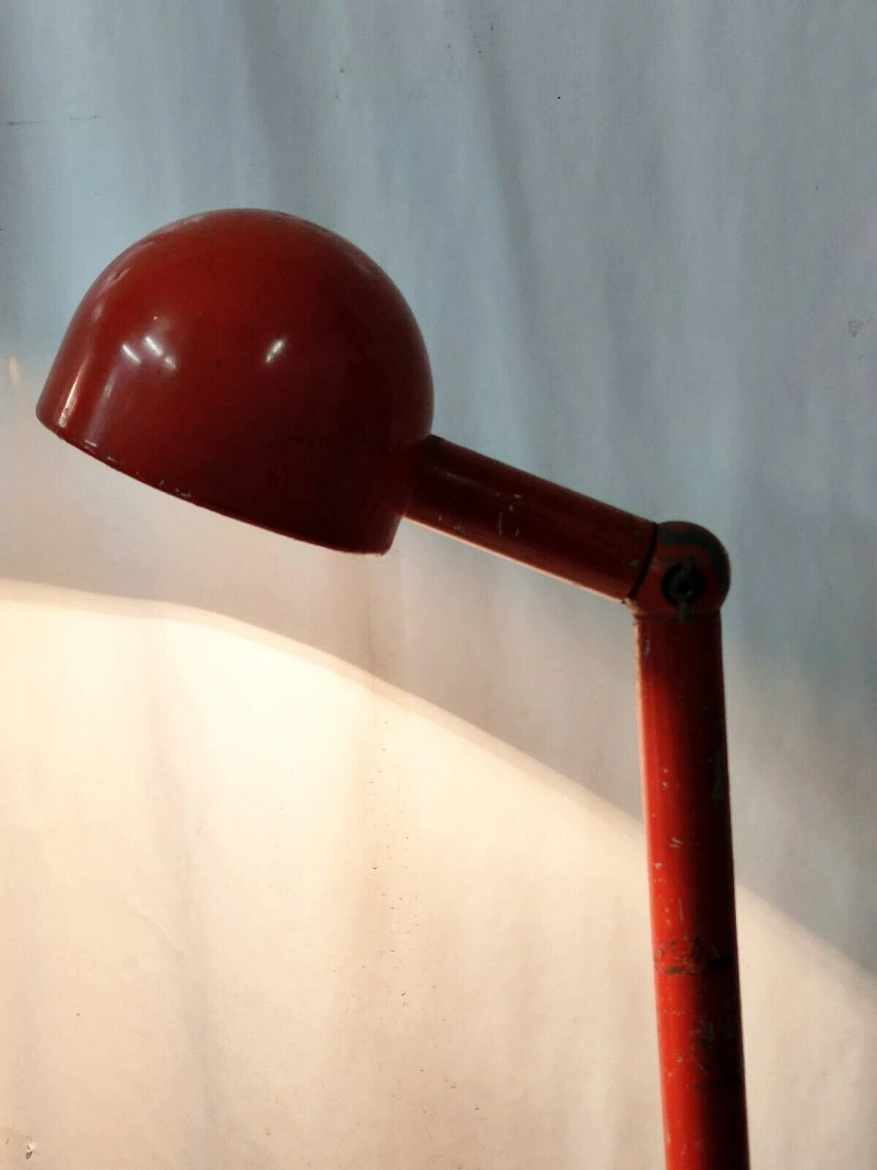 Red varnished metal floor lamp by Stilnovo, 1960s 8