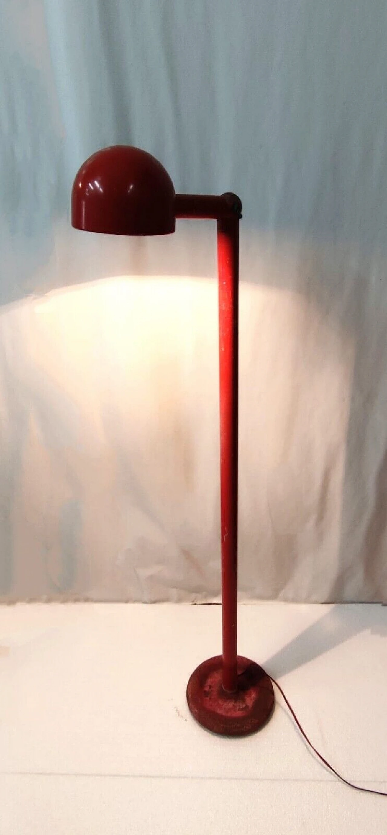 Red varnished metal floor lamp by Stilnovo, 1960s 12