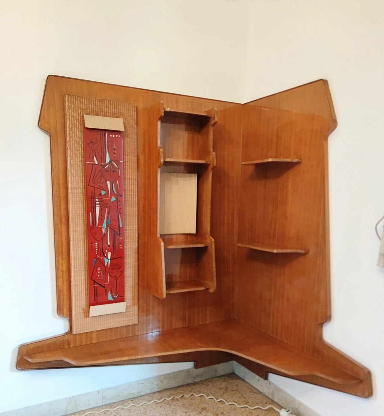 Ash corner bookcase with lacquered details, 1950s 9