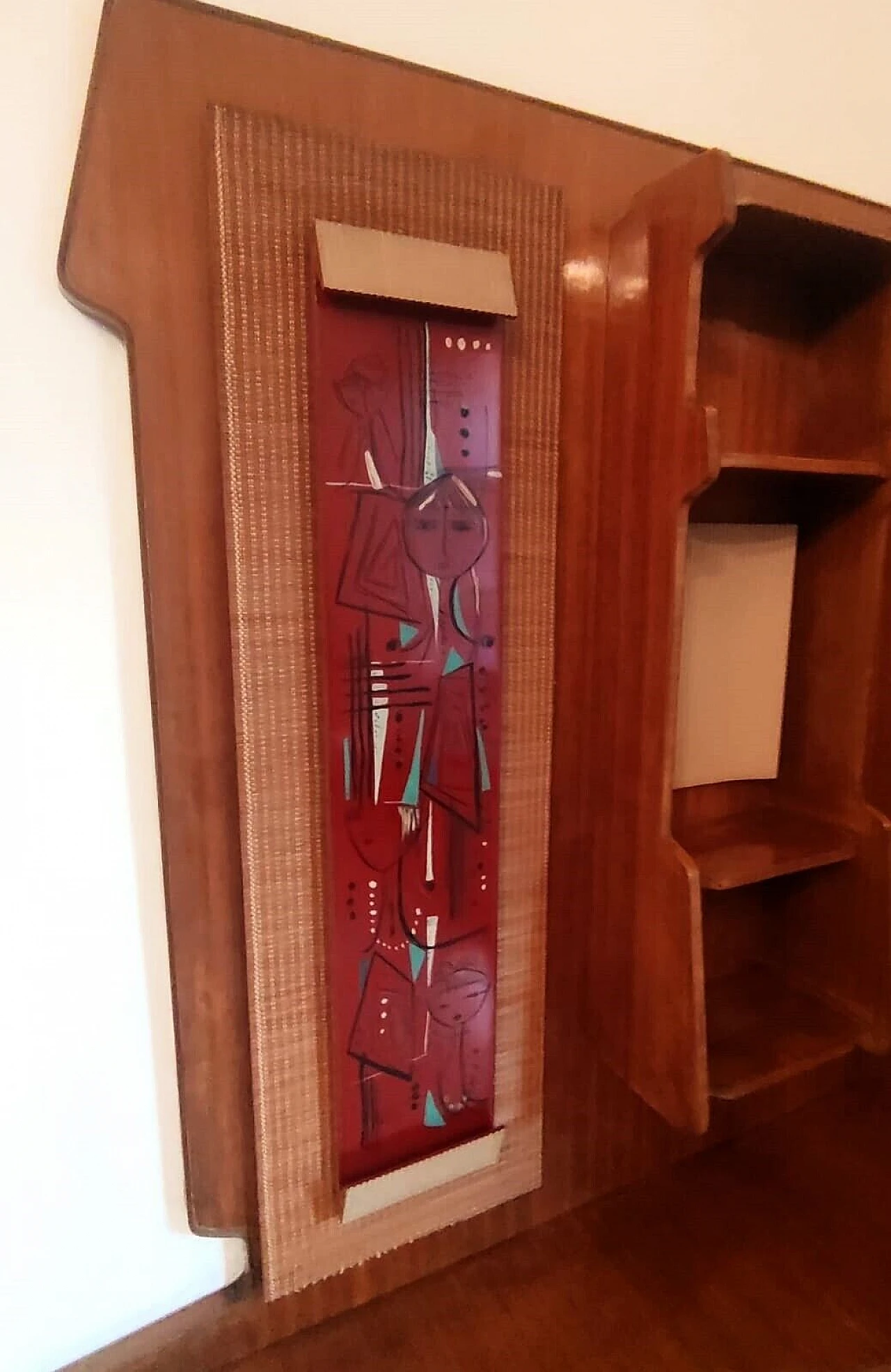 Ash corner bookcase with lacquered details, 1950s 16