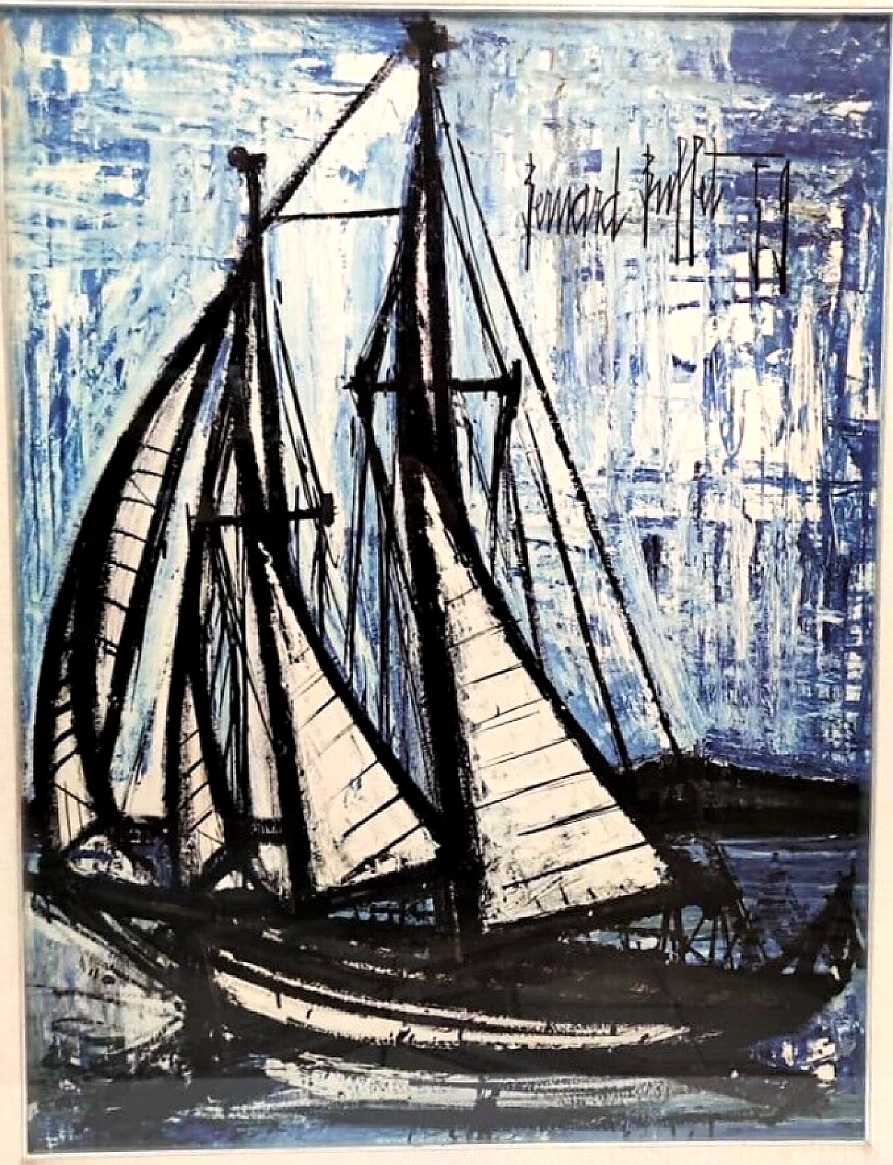 Bernard Buffett, The Yacht, lithograph on cardboard, 1959 1