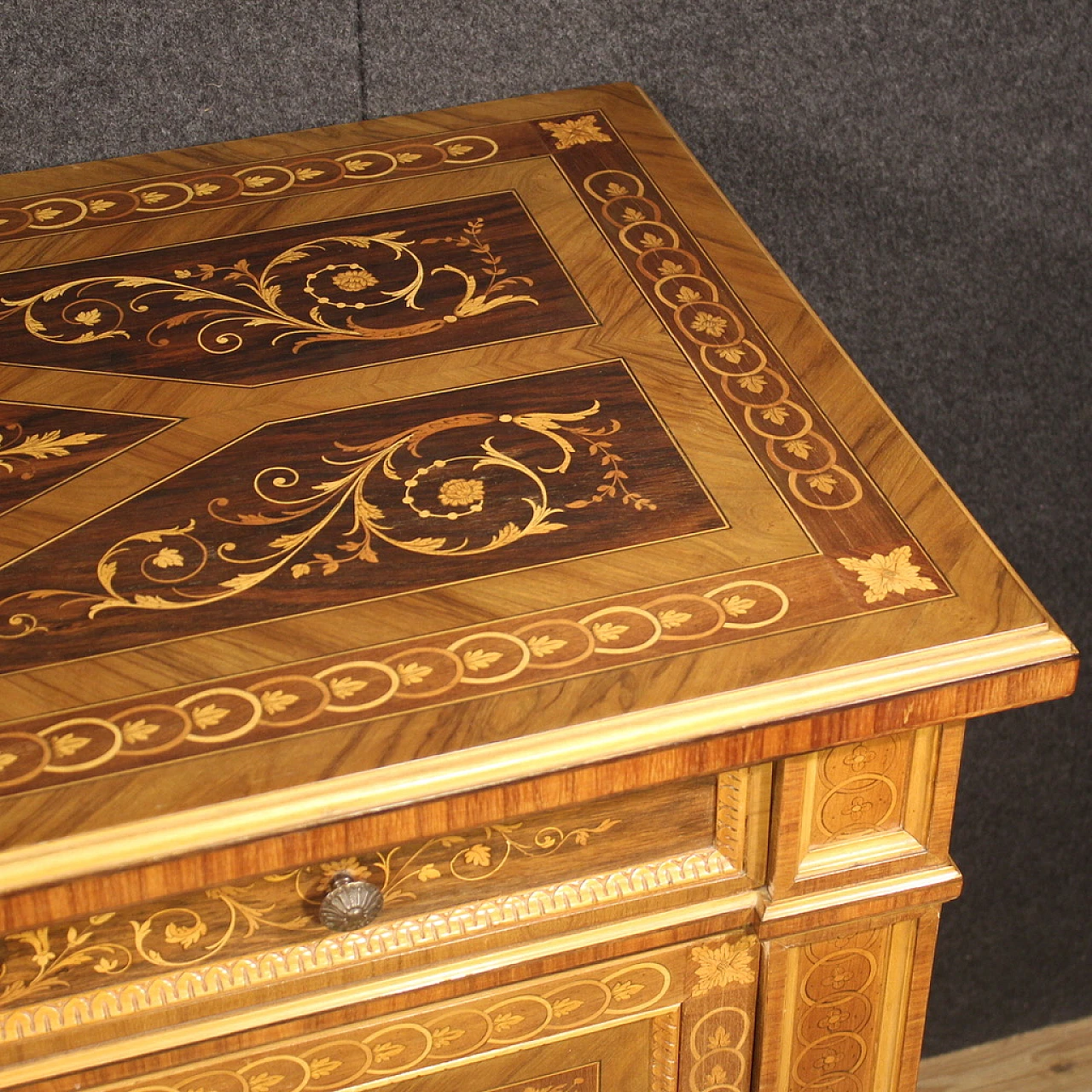 Inlaid Louis XVI-style chest of drawers, 1960s 5