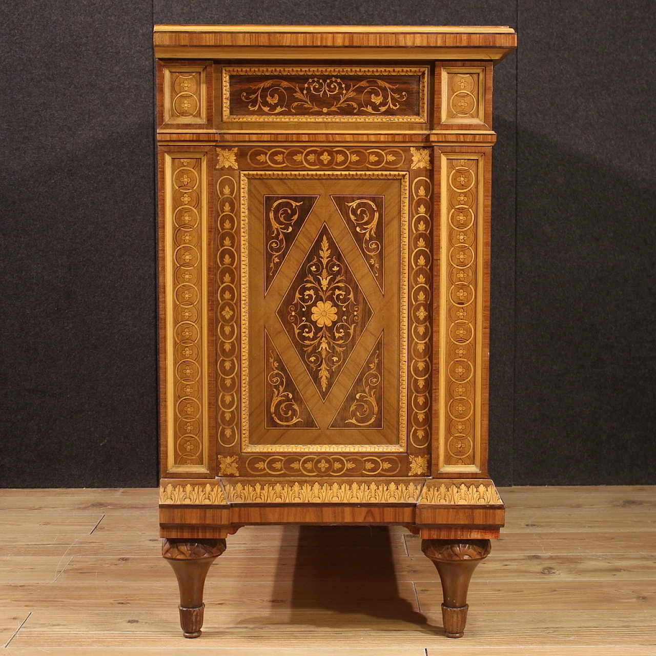 Inlaid Louis XVI-style chest of drawers, 1960s 12